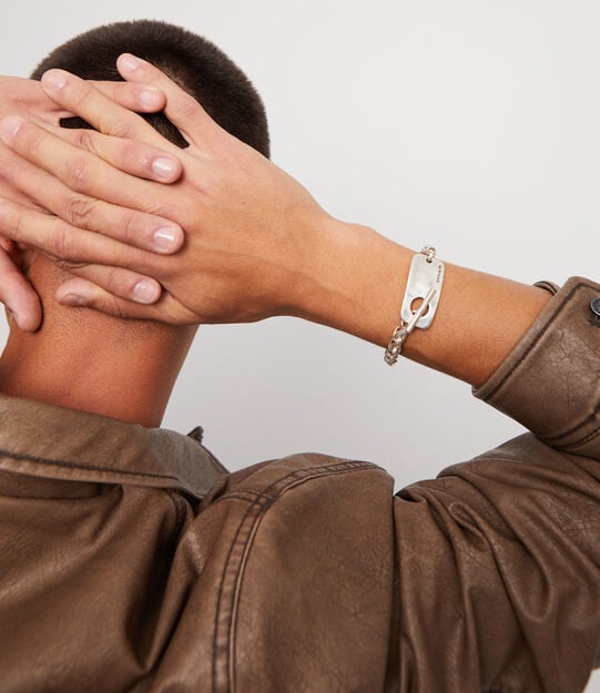 Cuban link chain bracelet, Silver, large